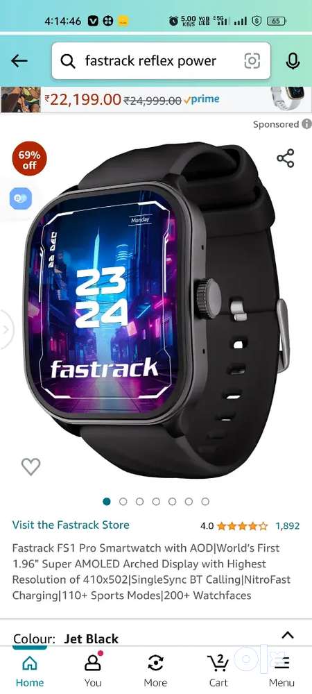 Fastrack Reflex Power1.96 Super AMOLED Arched Display