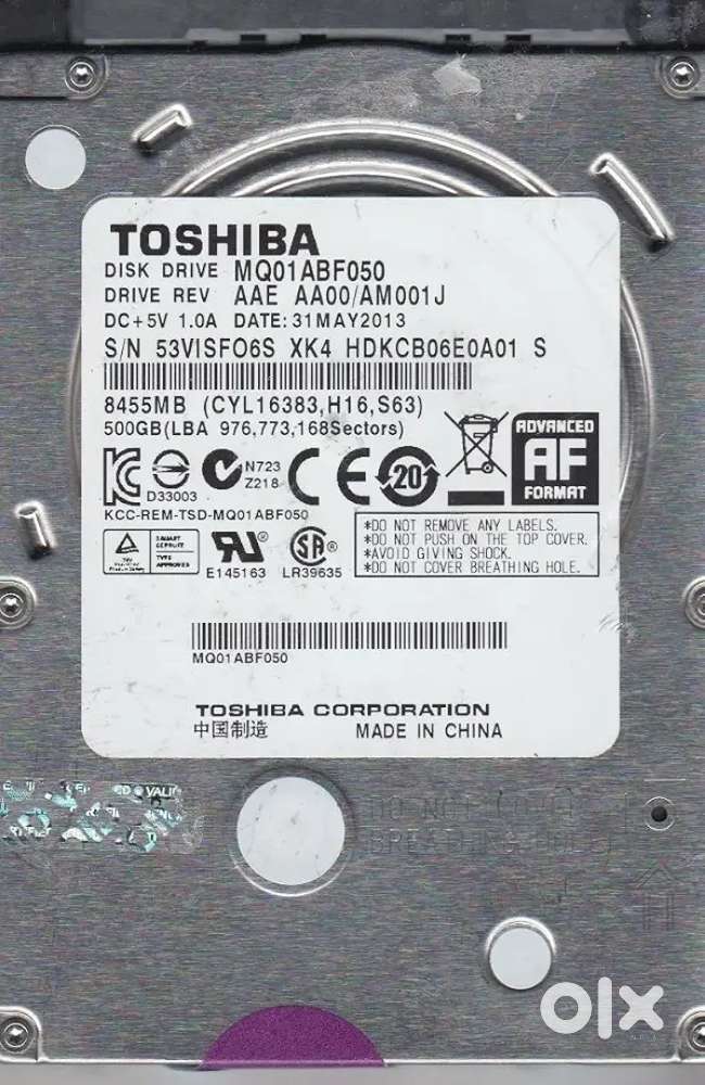 Toshiba 320gb Hard disk and all second hand parts of laptop