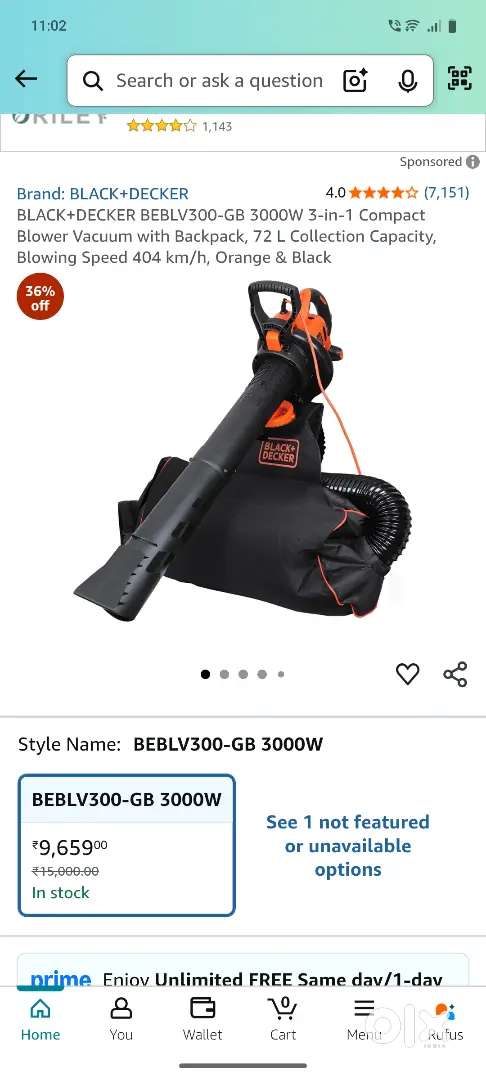BLACK+DECKER BEBLV300-GB 3000W 3-in-1 Compact ,
