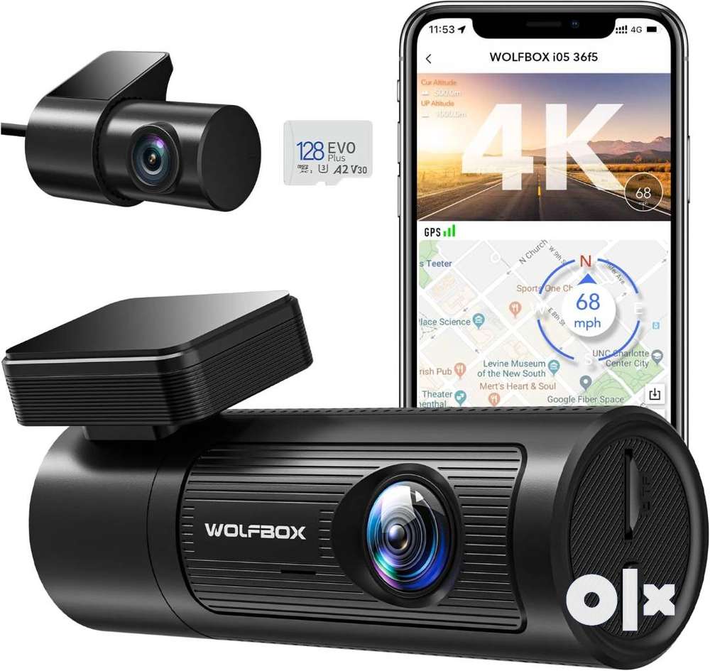 WOLFBOX i17 Dash Cam Front Inside, 4K+2.5K 5G WiFi Dual Dash Camera with