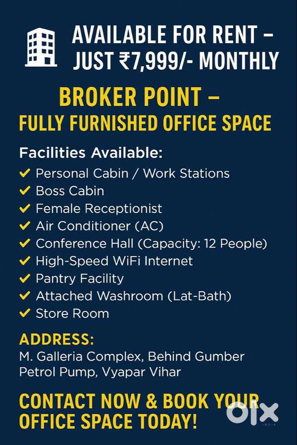 Fully Furnished 5-7 Personal Cabins For Rent Available