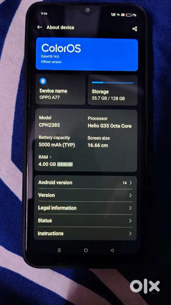 Oppo A77 4+4 GB RAM 128 GB internal storage folder change