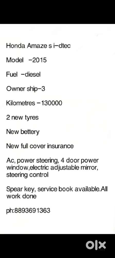 Honda Amaze 1.5 S Diesel 2015