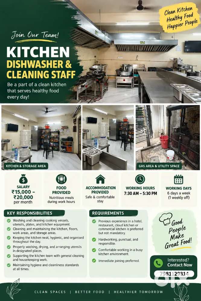 KITCHEN DISHWASHER & CLEANING STAFF