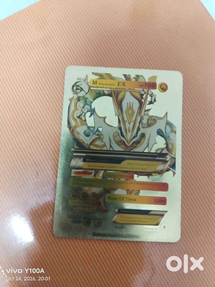 Mega rayquaza ex gold metal pokemon card |5200 damage|rare
