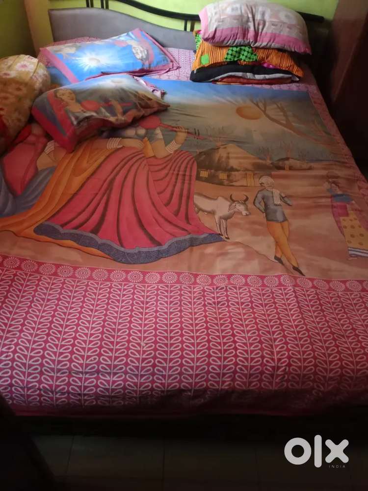 Metal bed with mattress