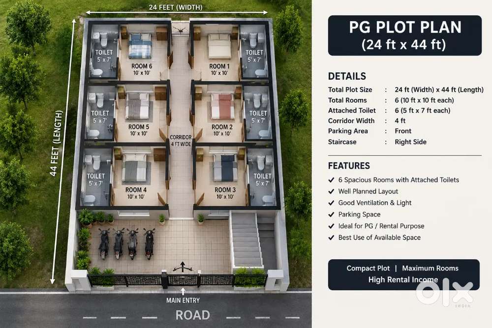 Maulana university ke pass plot saste rate mein hai PG aur hotel ke li