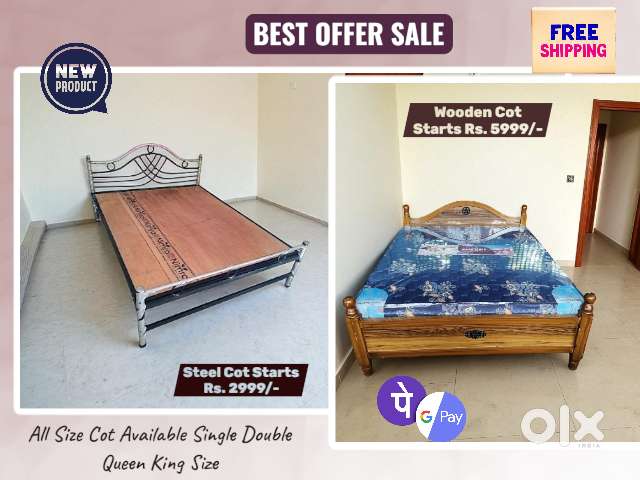 Double Cot Steel Cot Price List Square Pipe Metal Cot Bed At INR
