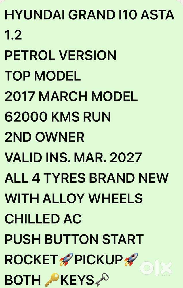 Hyundai Grand I10 Asta Option, 2017, Petrol