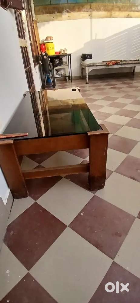 Old Wooden and glass table