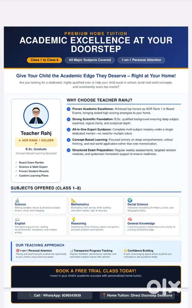 Expert Tution Teacher(1 to 8)