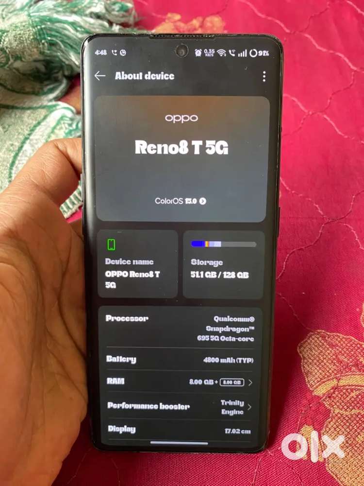 Oppo reno 8T 5G mobile and fast charger 8+8 Ram 128Gb inbuilt