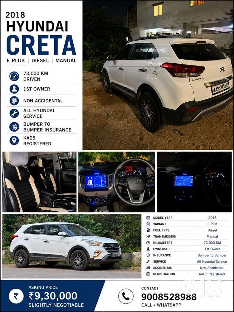 Hyundai Creta 2018  Diesel Manual  1st Owner  73k Km Driven