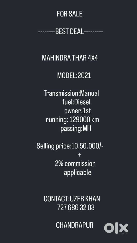 Mahindra Thar Lx D 4wd At, 2021, Diesel