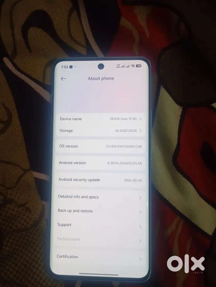 Redmi Note 15 bill box charger 45watt only one month old phone
