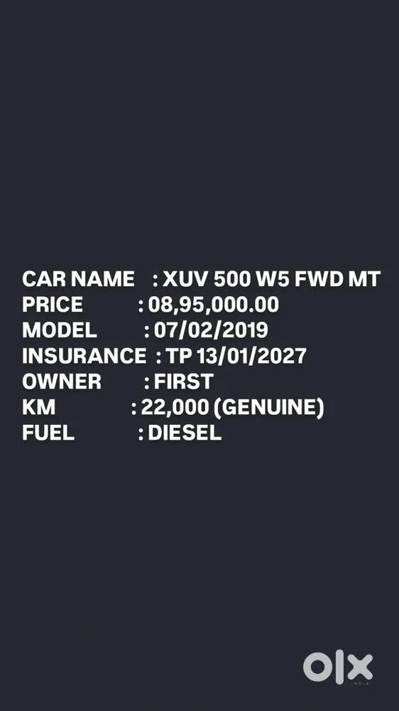 Mahindra Xuv500 W5, 2019, Diesel
