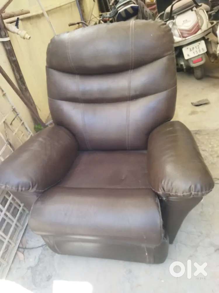 Armchair Rozel Single Recliner Orange Leather Home Lounge Massage