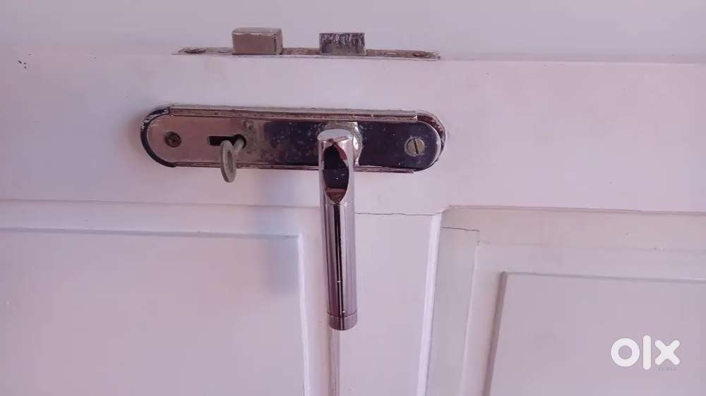 Used doors with lock and handle and tower bolts recently painted