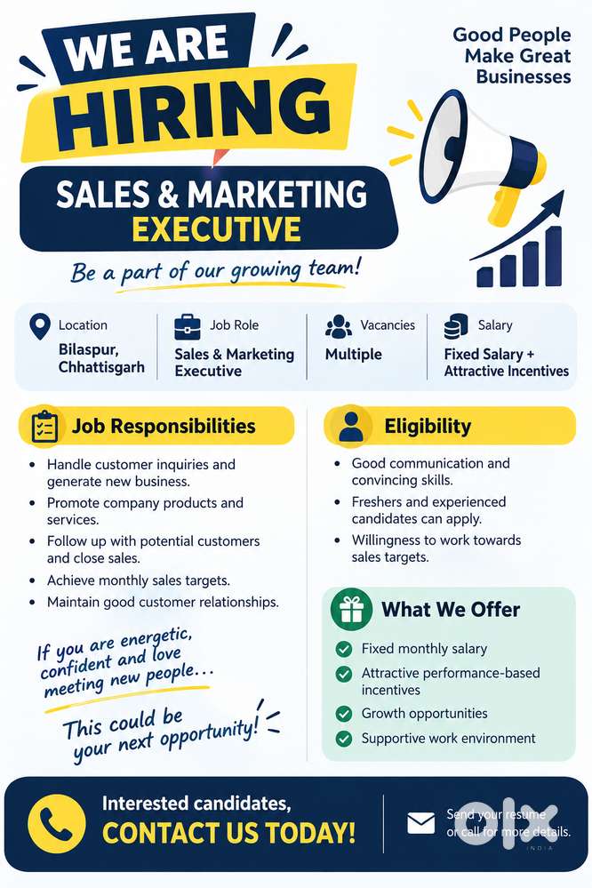 JOB VACANCY ; SALES & MARKETING EXECUTIVE