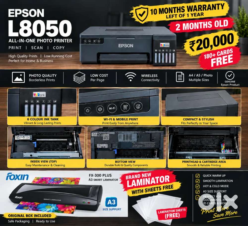 Epson L8050 &mdash; 2 months old ( 10 months warranty left)
