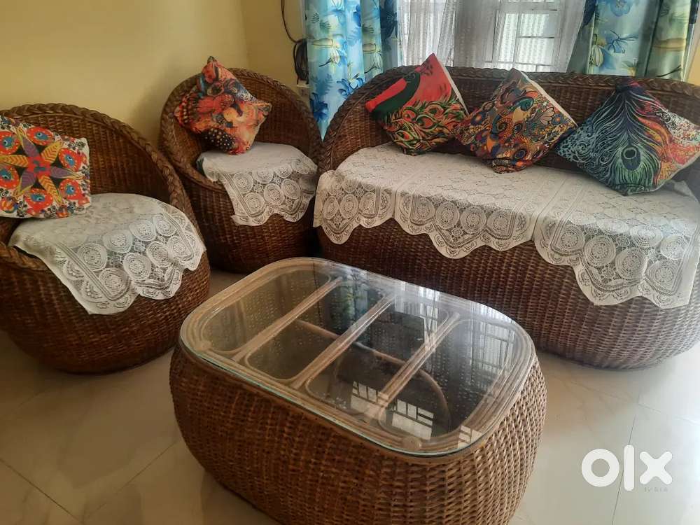 Cane sofa sheet with center table sale