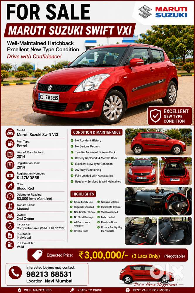 Maruti Swift Vxi. Petrol
