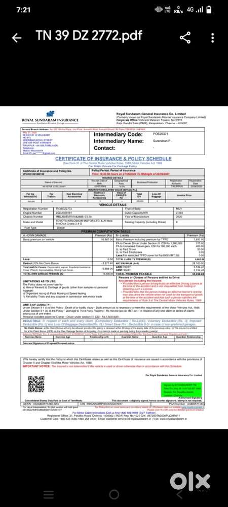 Toyota Innova Crysta 2.4 G Mt 7 Str, 2020, Diesel