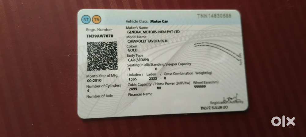 Chevrolet Tavera, 2010, Diesel