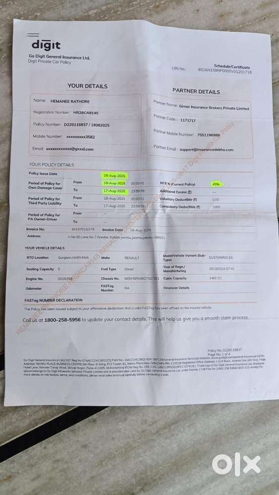 Hr Number Renault Duster 2013 Diesel 84000 Km Driven