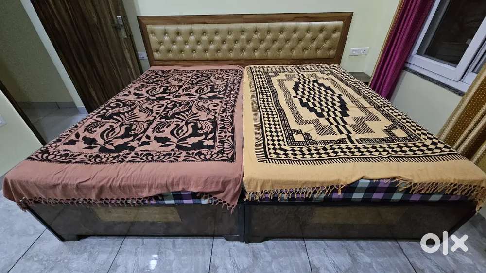 Large Double Bed with Two Kurlon Mattresses