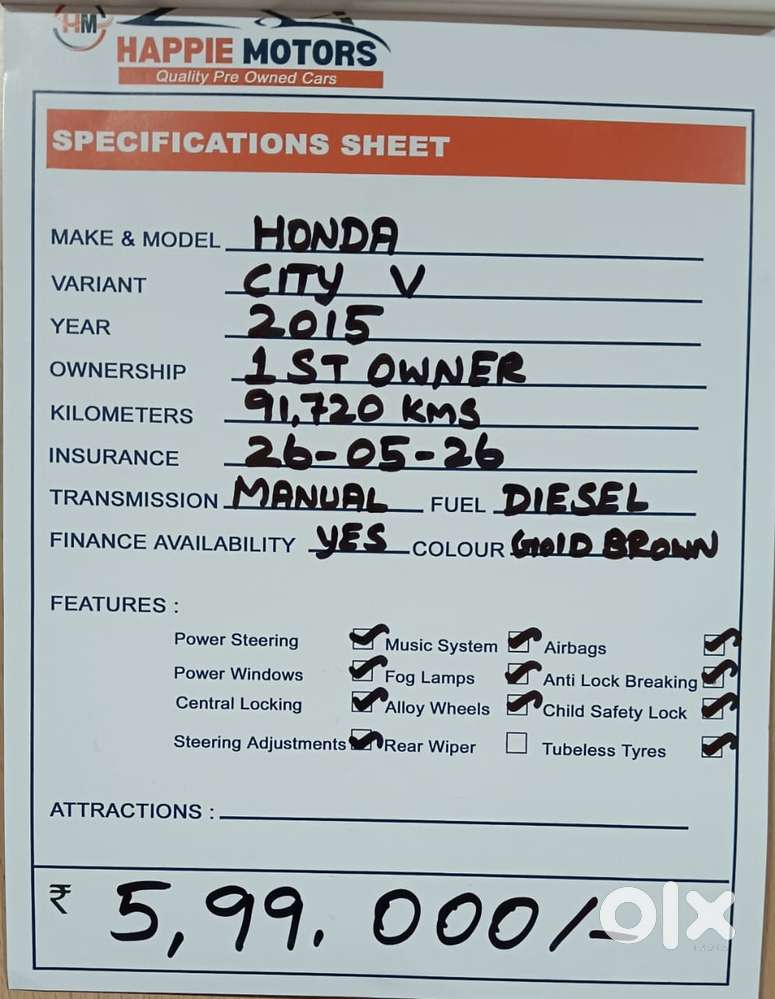 Honda City I Dtec E, 2016, Diesel