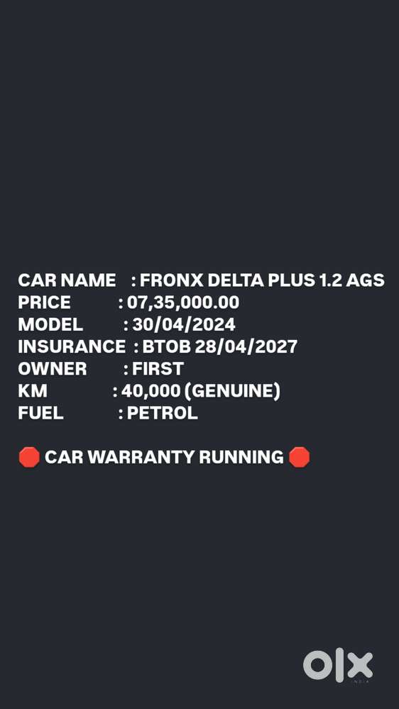 Maruti Suzuki Fronx Delta Plus 1.2 Ags, 2024, Petrol