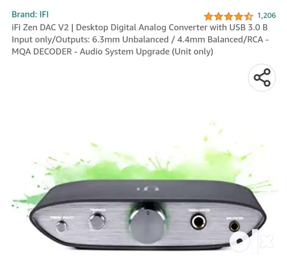 iFi Zen DAC V2 | Desktop Digital Analog Converter with USB 3.0 B Input  only/Outputs: 6.3mm Unbalanced / 4.4mm Balanced/RCA - MQA DECODER - Audio
