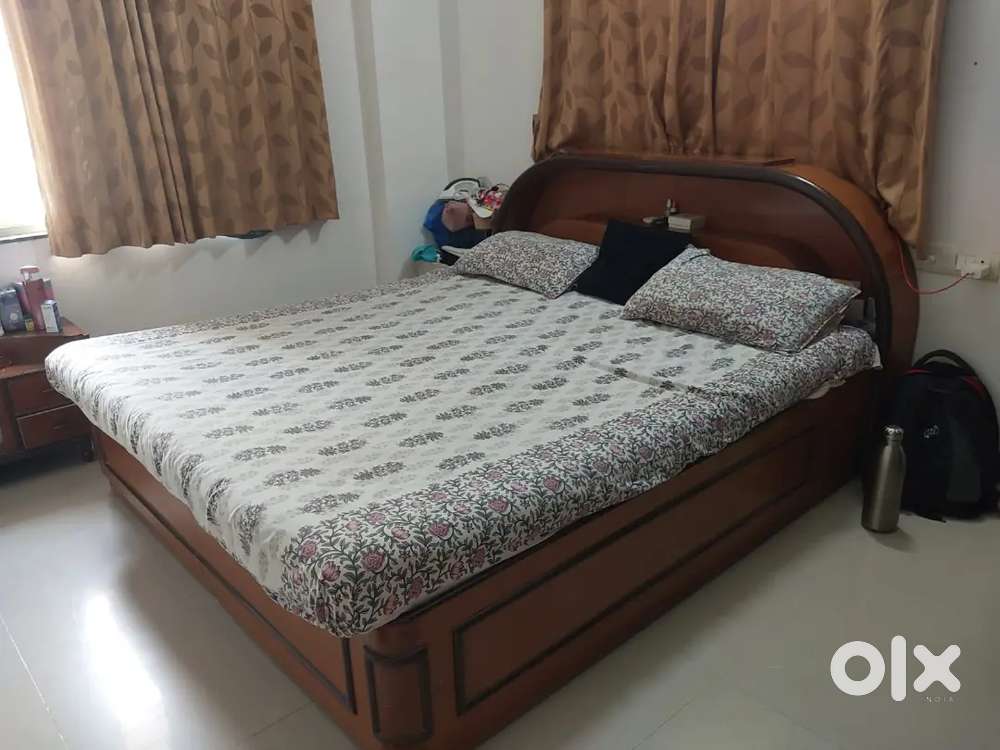 King Size Wooden Bed with Storage