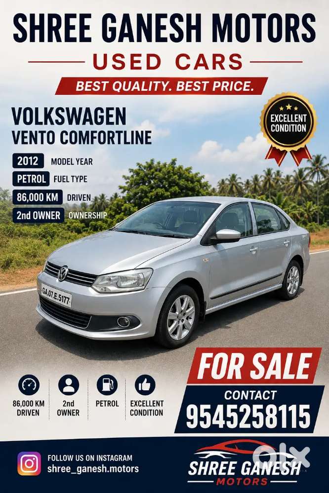 Volkswagen Vento 2012 Petrol 86000 Km Driven
