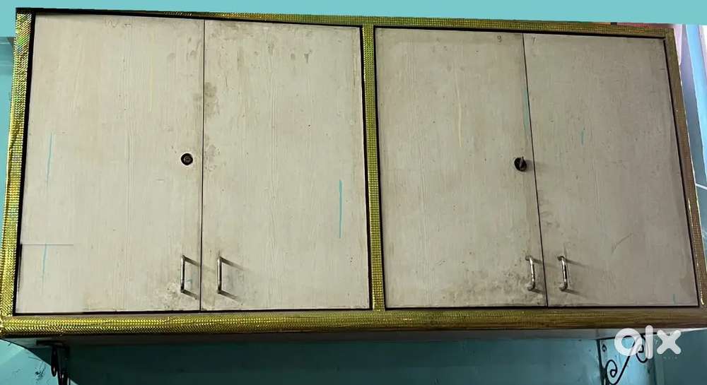 Wall-Mounted Wooden Cabinet, 4 Doors with Lock