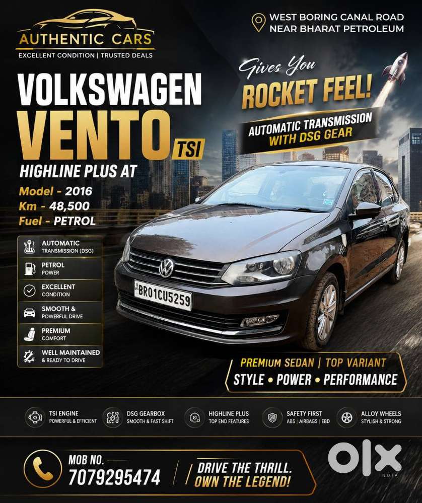 Volkswagen Vento 1.2 Highline Plus At 16 Alloy, 2016, Petrol