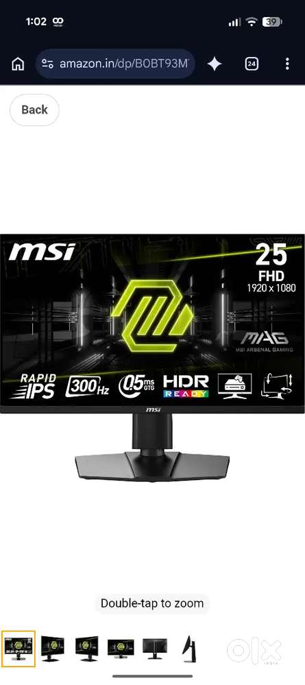 MSI MAG 24.5 Inch FHD Gaming Monitor - 1920 x 1080 Rapid IPS 300Hz