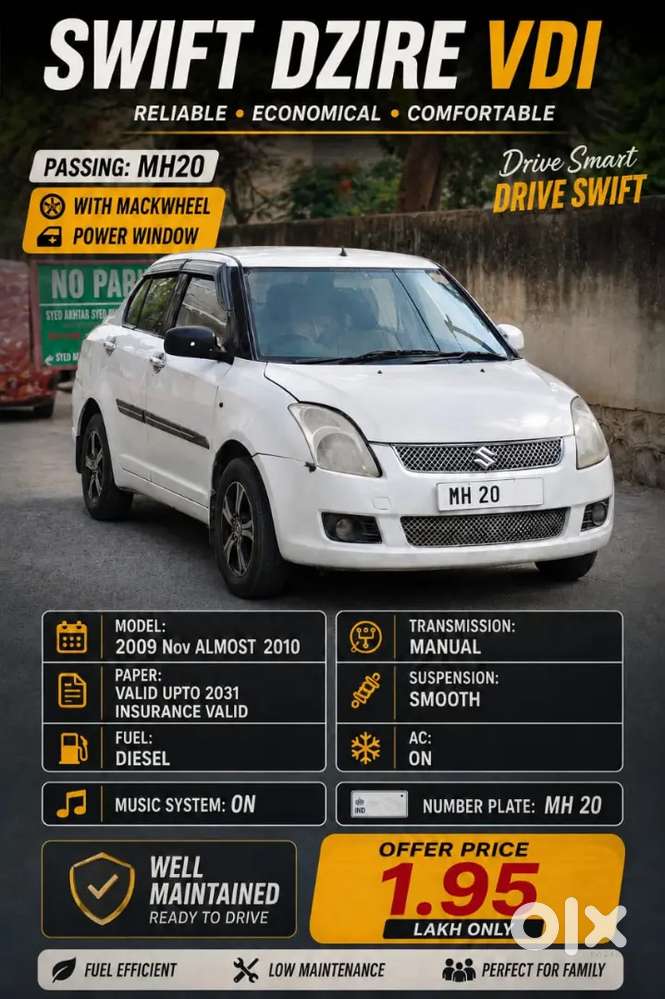 Swift Dzire Diesel Mh20 2009 Paper Valid 2031 Insurance Valid Mackwhel