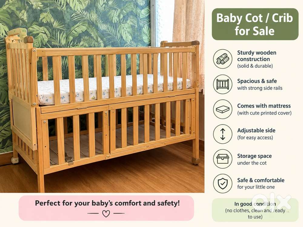 Baby Wooden Cot / Crib for Sale