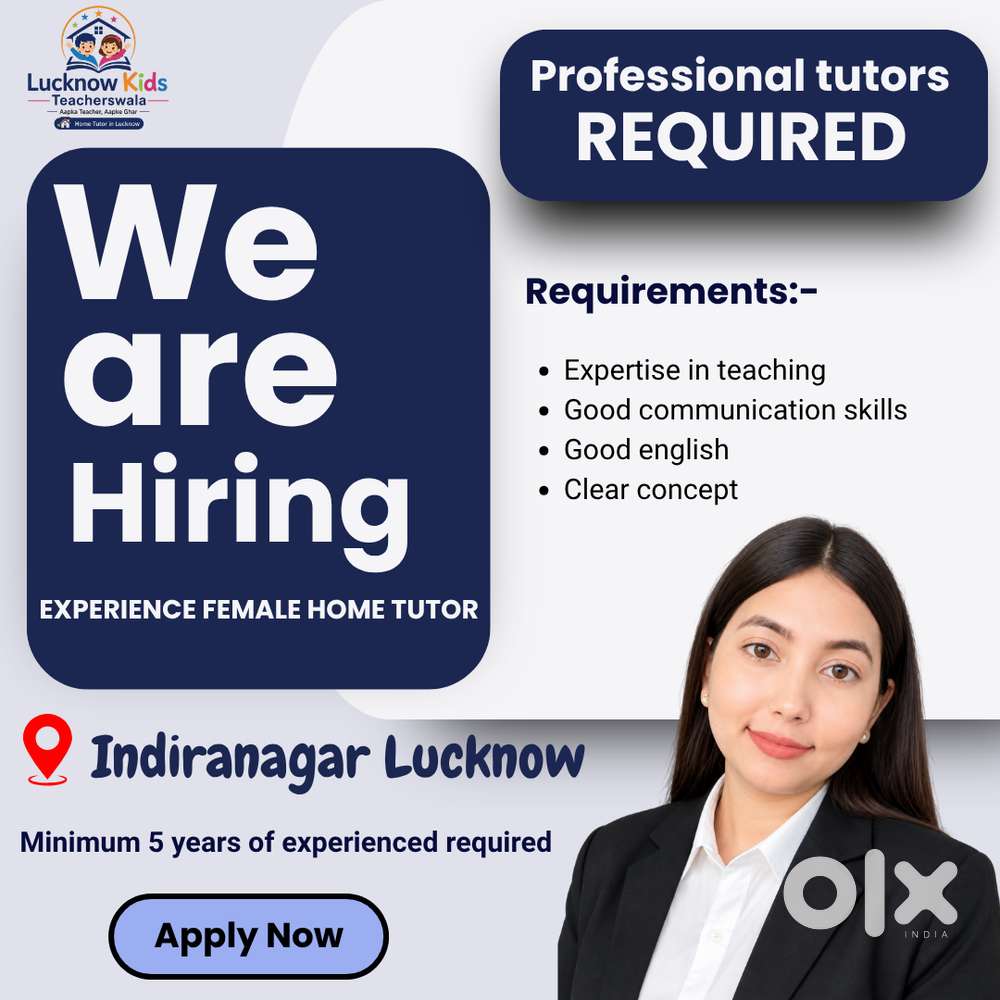 Home Tutor Jobs in Indira Nagar Lucknow | Male & Female Tutors Require