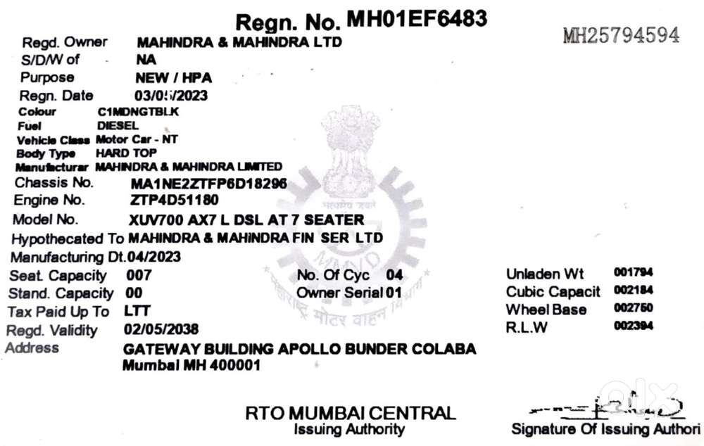 Mahindra Xuv700 2.2 Ax 7 Diesel At Luxury Pack Str, 2023, Diesel