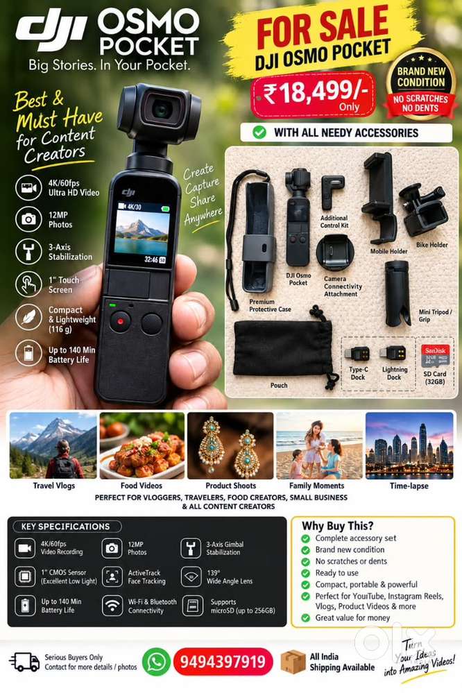 DJI Osmo Pocket 4K Camera | Brand New Condition | Full Accessories