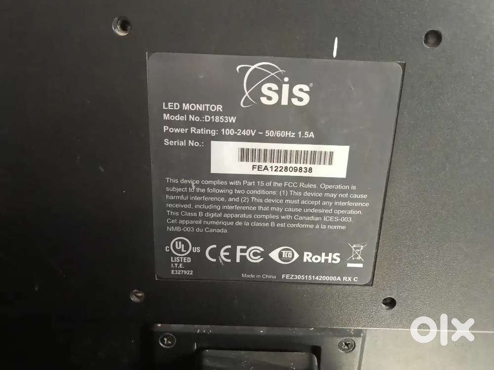 SIS LED Monitor, Model D1853W