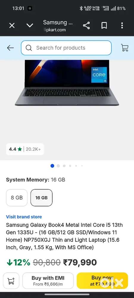 Samsung Galaxy Book4 i5 13th Gen (16GB/512GB)