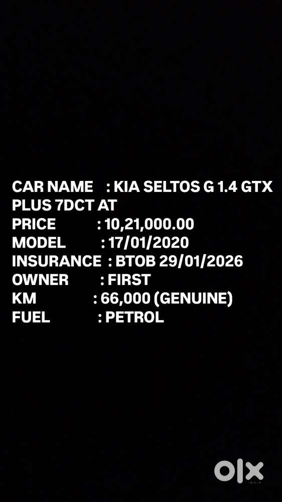 Kia Seltos Gtx Plus Dct, 2020, Petrol