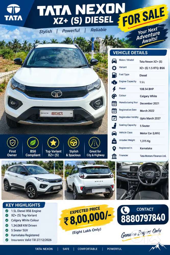 Tata Nexon Xz+ (s) Diesel &mdash; For Sale