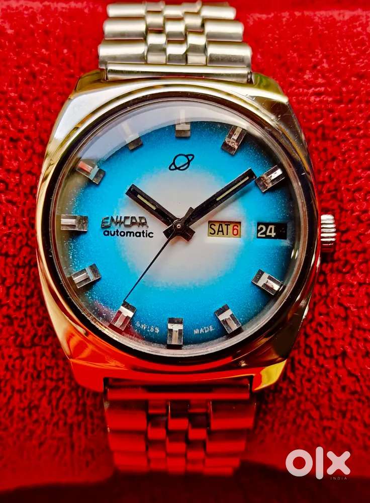 VINTAGE WATCH ENICAR AUTOMATIC 24 JEWELS DAY DATE WORKING