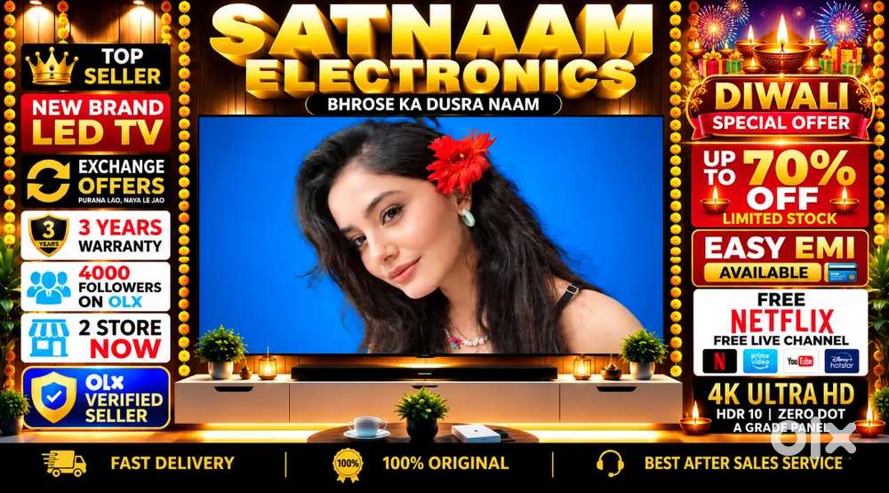 55 SLIM FRAMELESS Q-LED 3 YEARS WARRANTY 4K ULTRA HD NEW BRAND LED TV