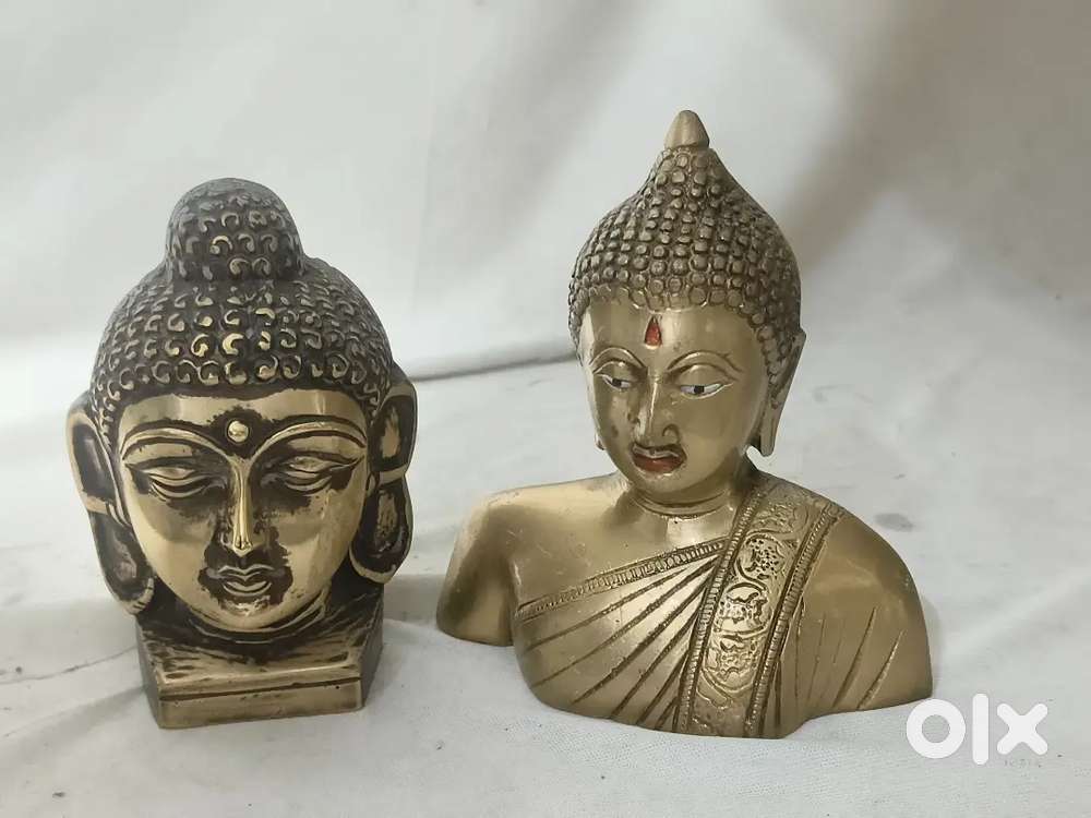 Antique pure brass solid heavy budha idols 15 & 16 cm